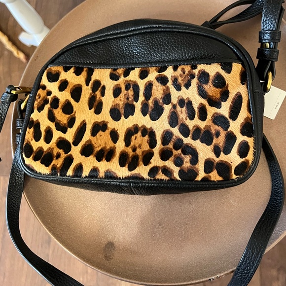 J. Crew Devon Camera Leopard Print Bag Calf Hair NWT - Picture 5 of 6